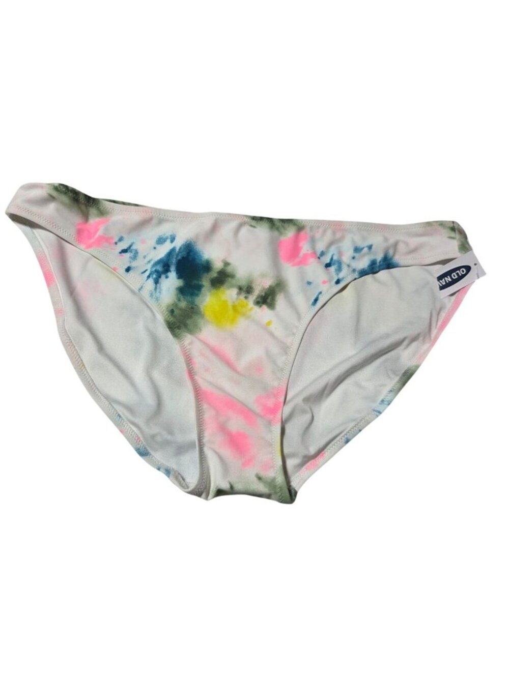 Old Navy Tie Dye Bikini Bottoms Size XL White Pink Green Stretch Fabric Swimwear